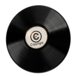 course logo - copyright word and symbol on label of vinyl record