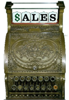 Cash register with SALES in window