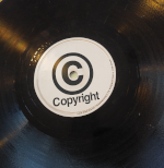 course logo - copyright word and symbol on label or vinyl record