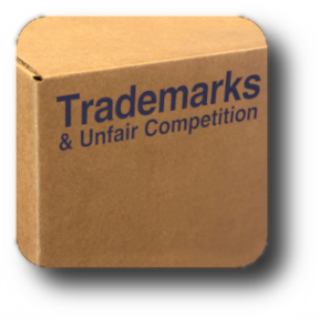 A brown box with blue text reading “Trademarks & Unfair Competition”